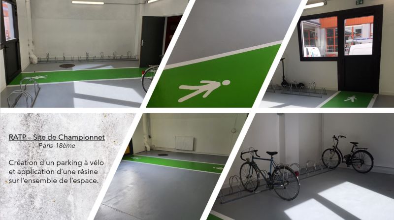RATP - AT Championnet - Rénovaton parking vélo et application résine